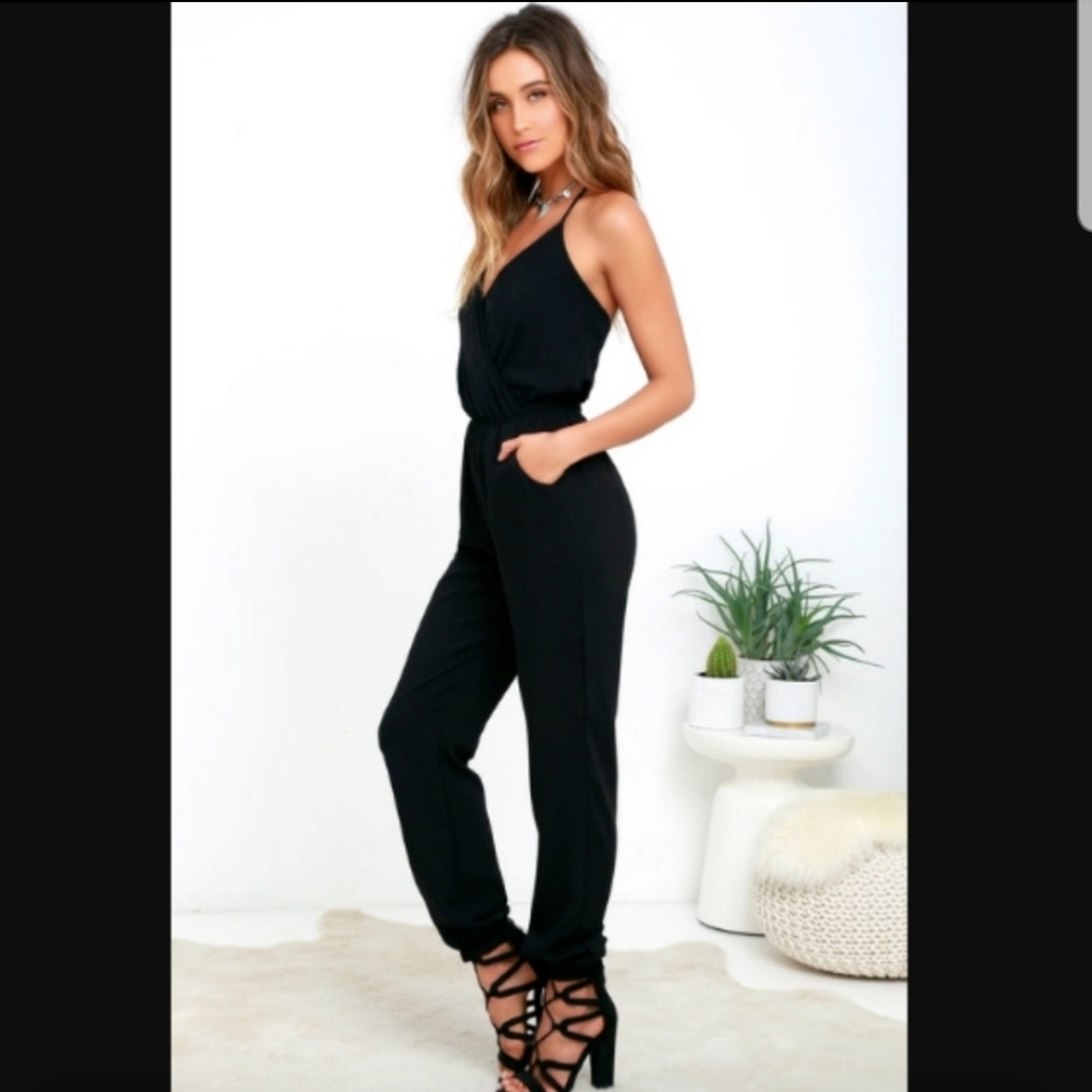 Lulu's Learning to Fly Black Halter Jumpsuit